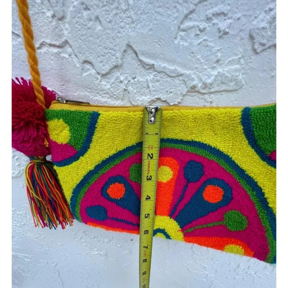 Wayuu Clutch Wallet Long Strap 100% Handmade Crossbody Bag Multi 9"x6" - Picture 6 of 7